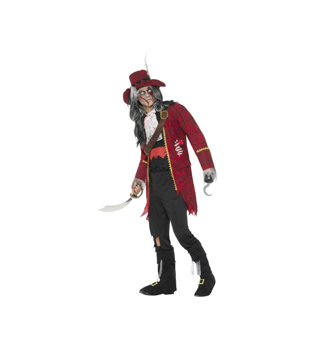 Pánsky kostým Mŕtvy pirát, červený