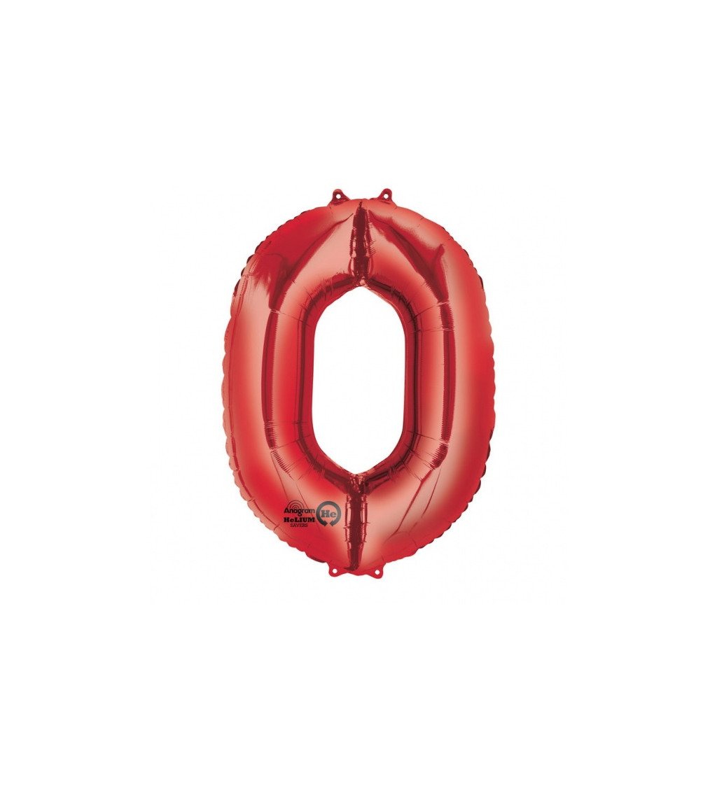 Červený fóliový balónik v tvare 0
