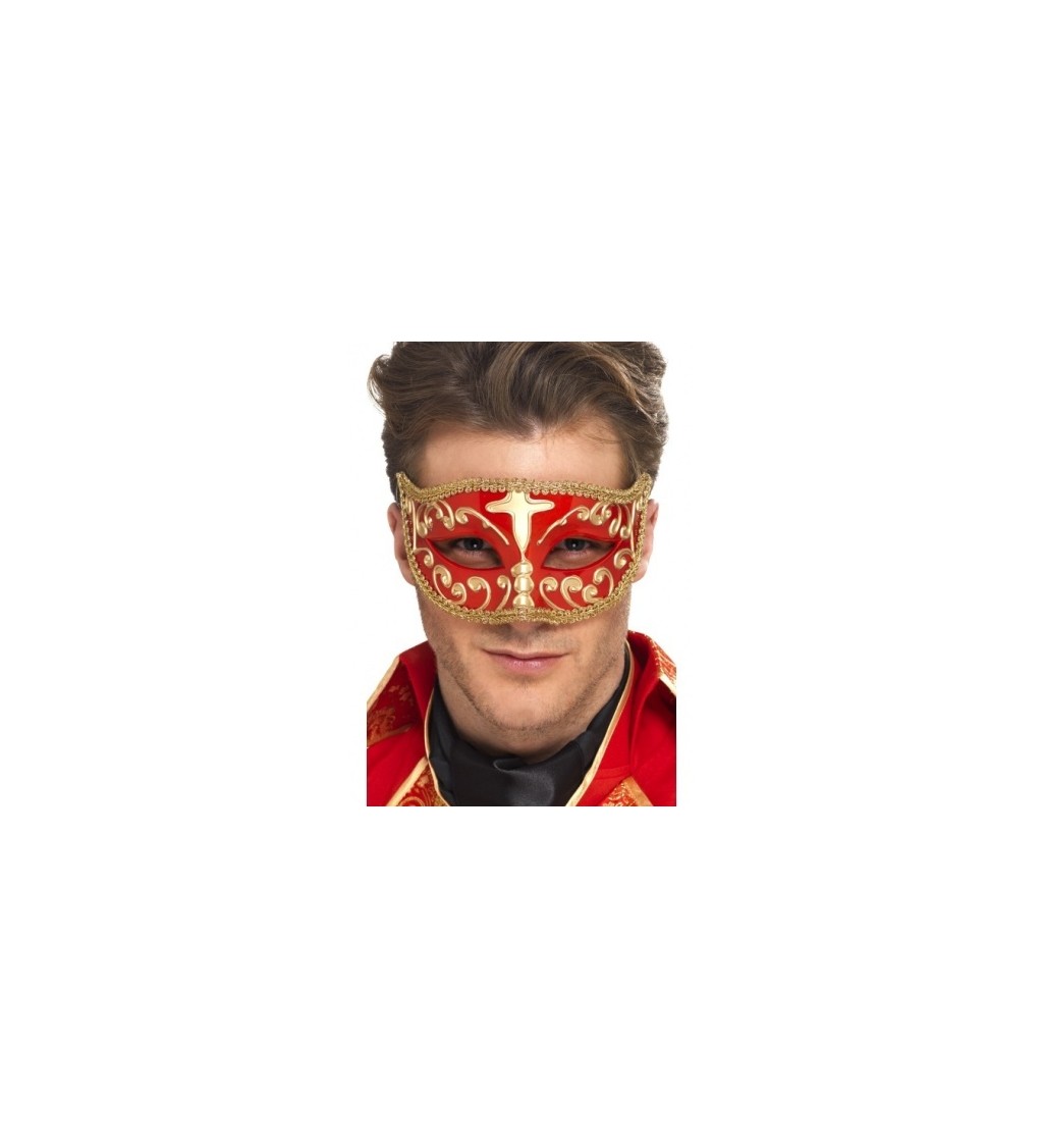 Benátska maska Casanova, červené prevedenie