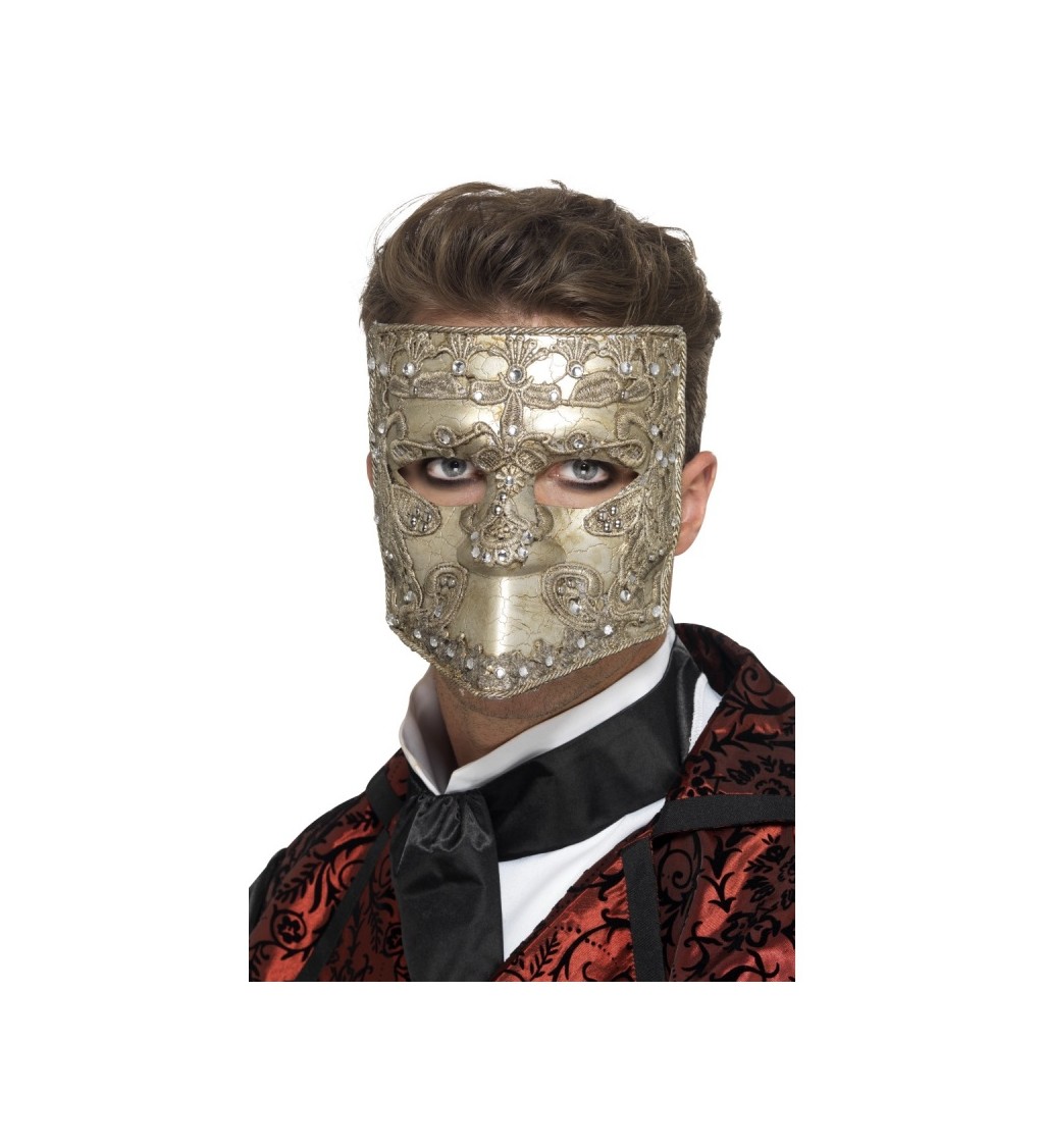 Benátska maska Bauta - deluxe zlatá