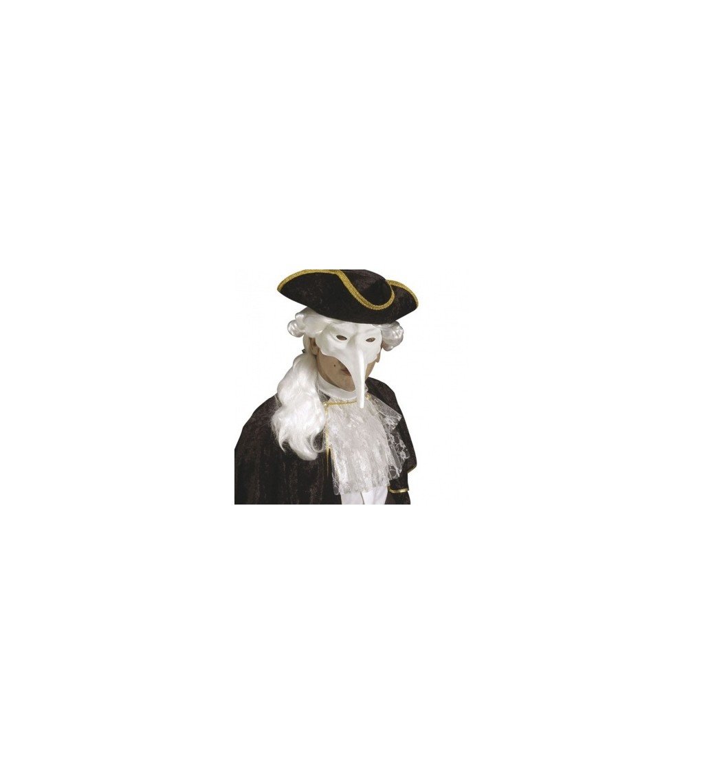 Benátska maska Dlhý nos - biela