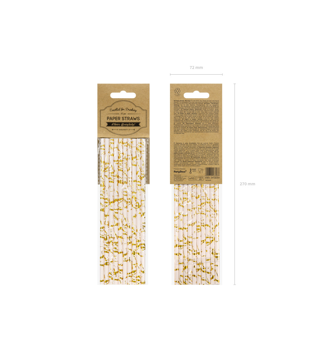 Papierové slamky so zlatými ornamentmi