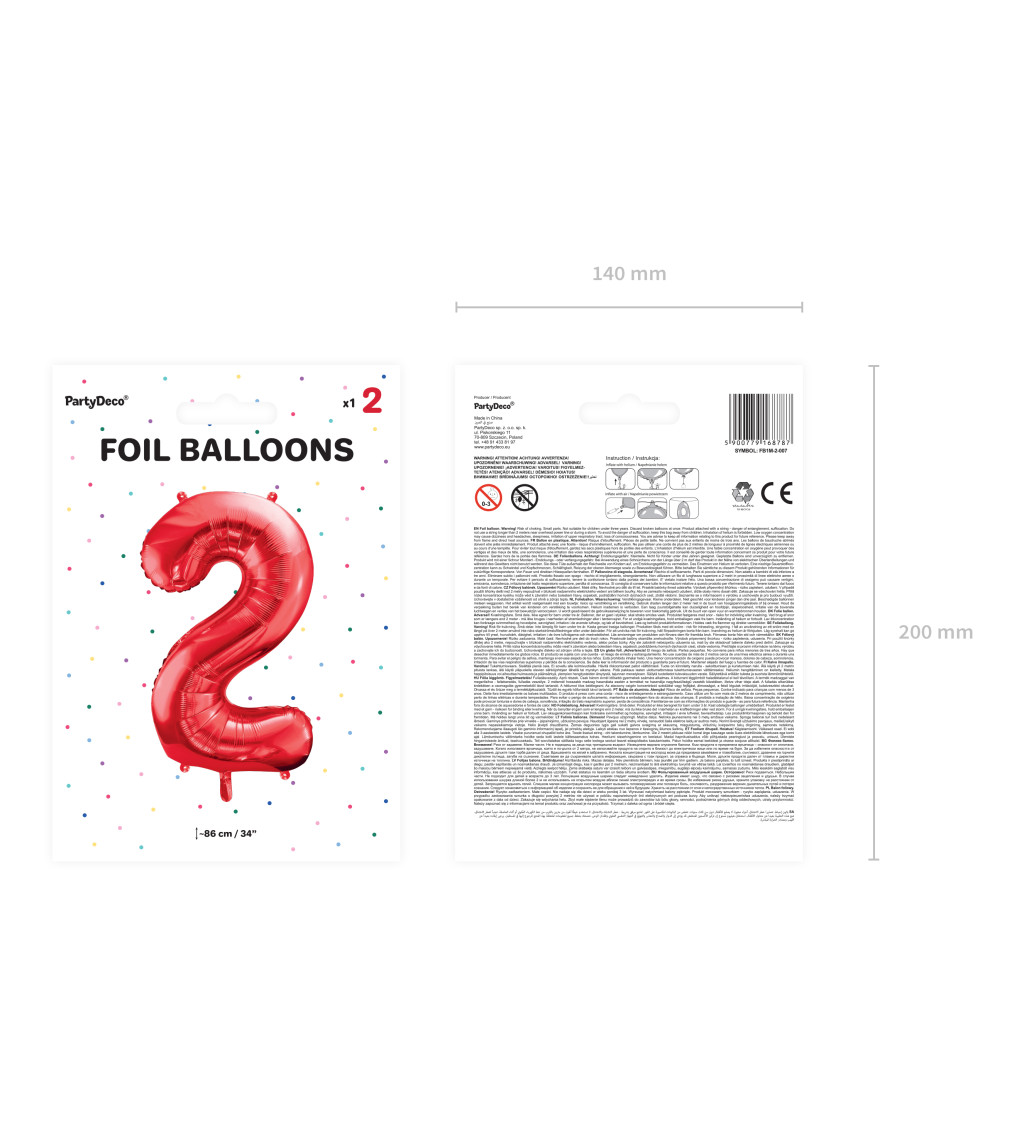 Fóliový balón 2 - červený