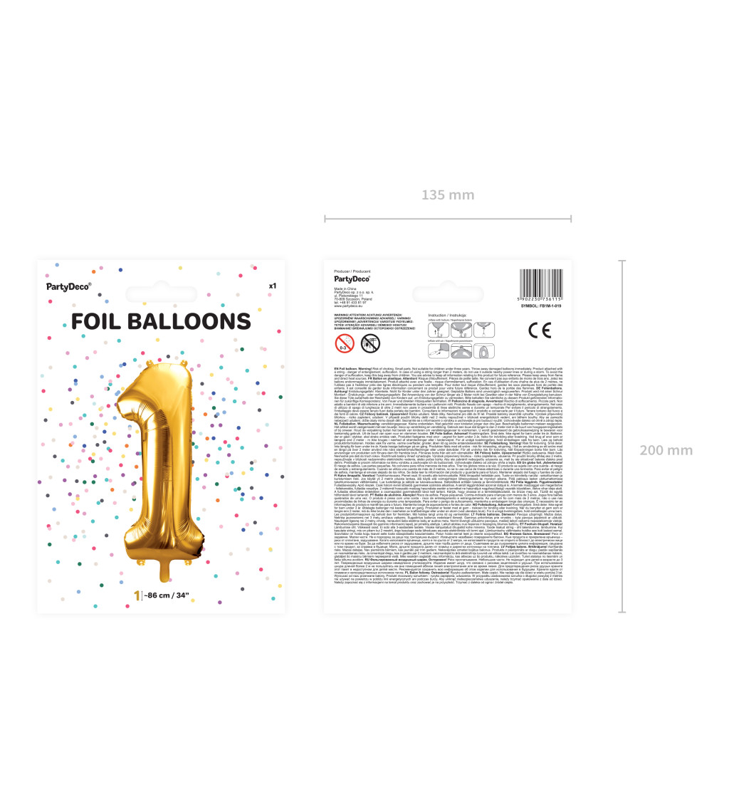 Kovový fóliový balónik Číslo ''1''