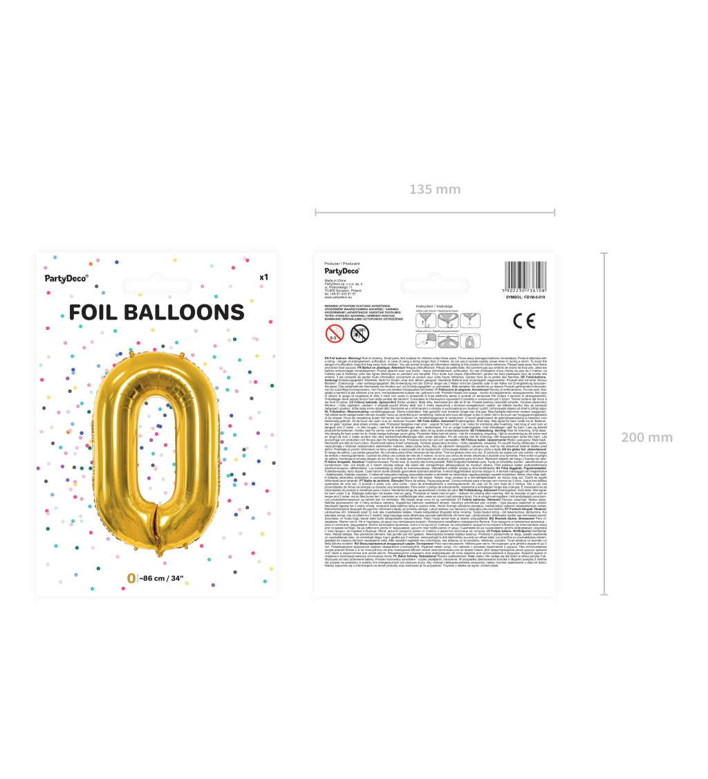 Fóliový balónik 0 zlatý
