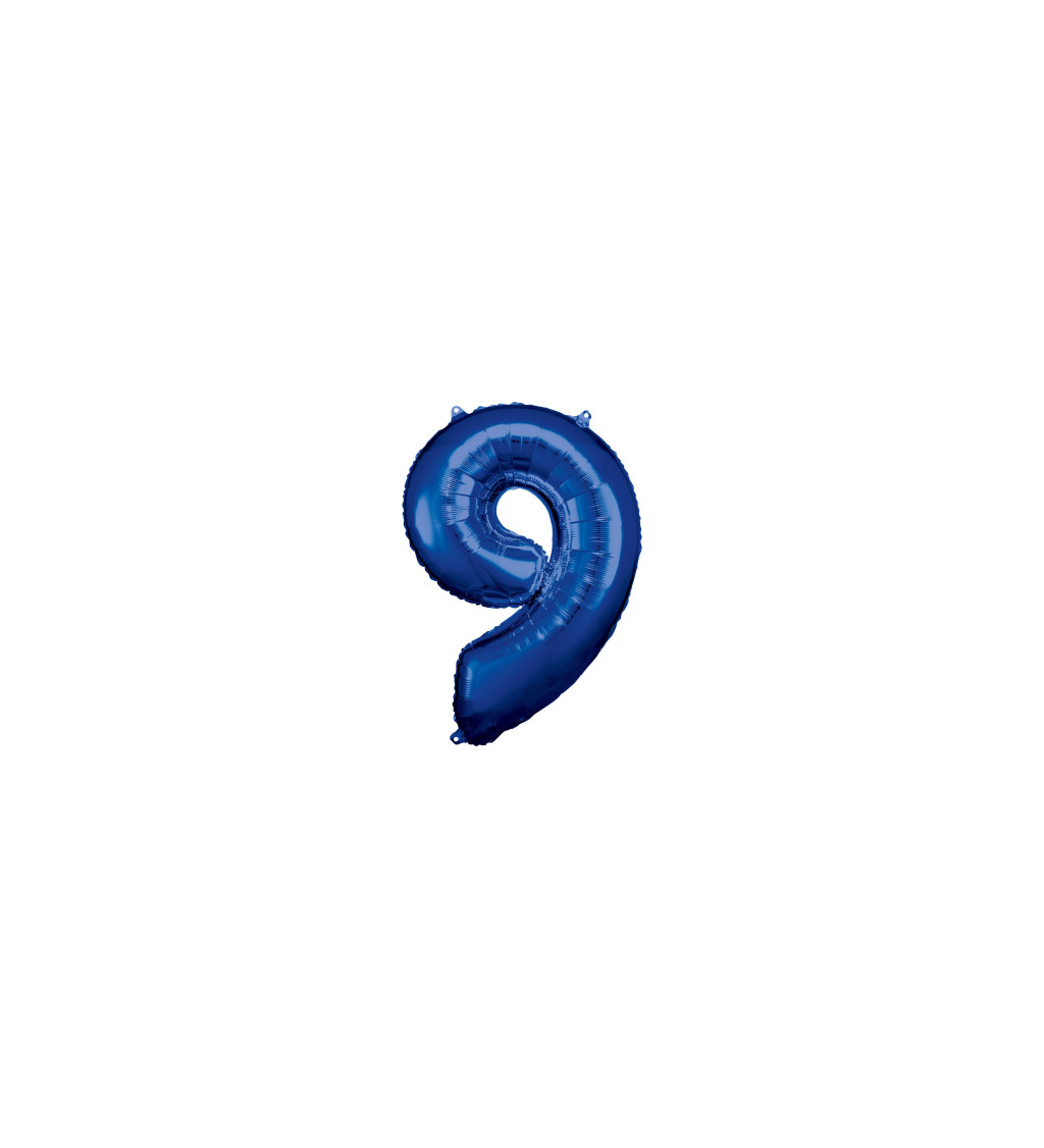 Fóliový balónik "9", modrý
