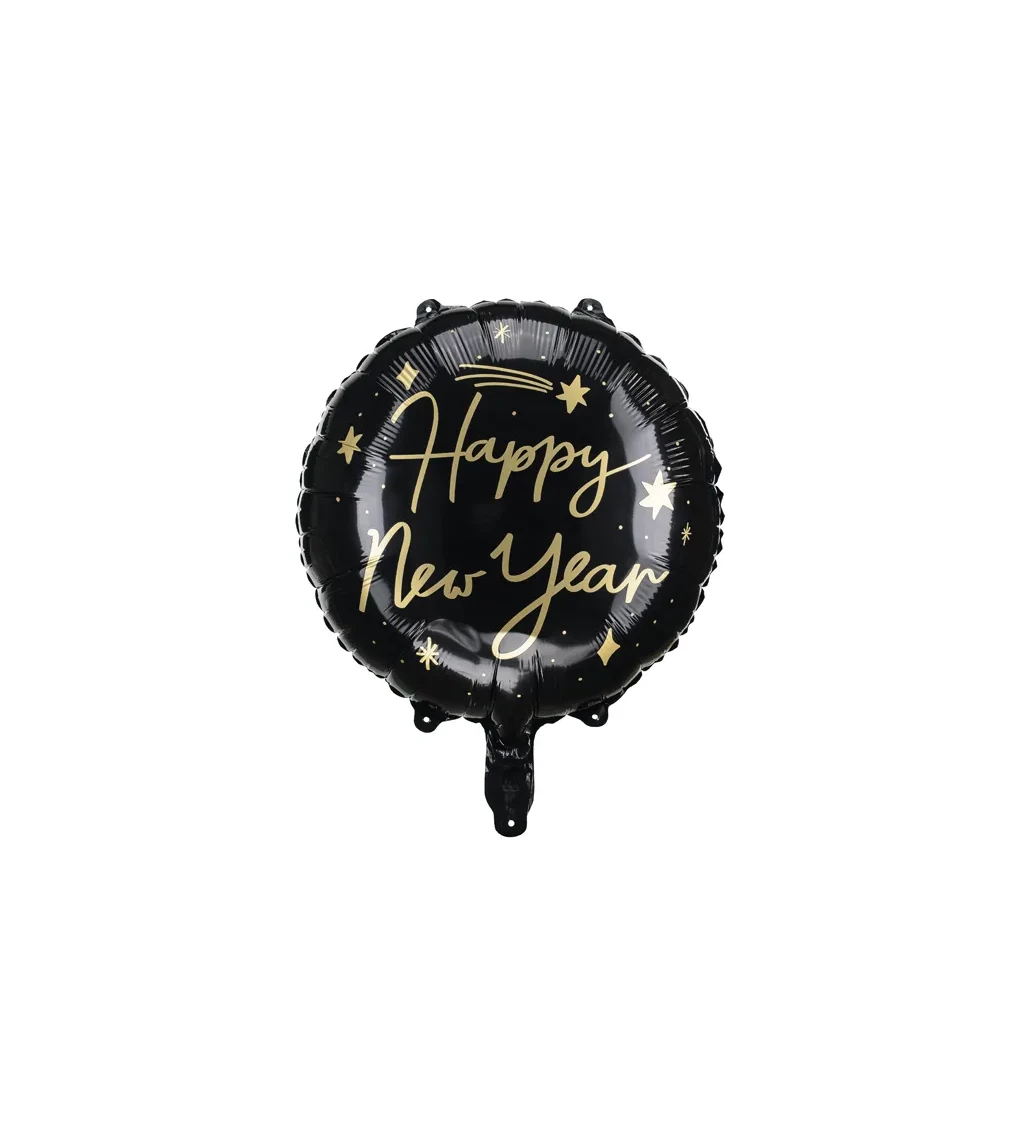 Fóliový balónik Happy New Year, čierny