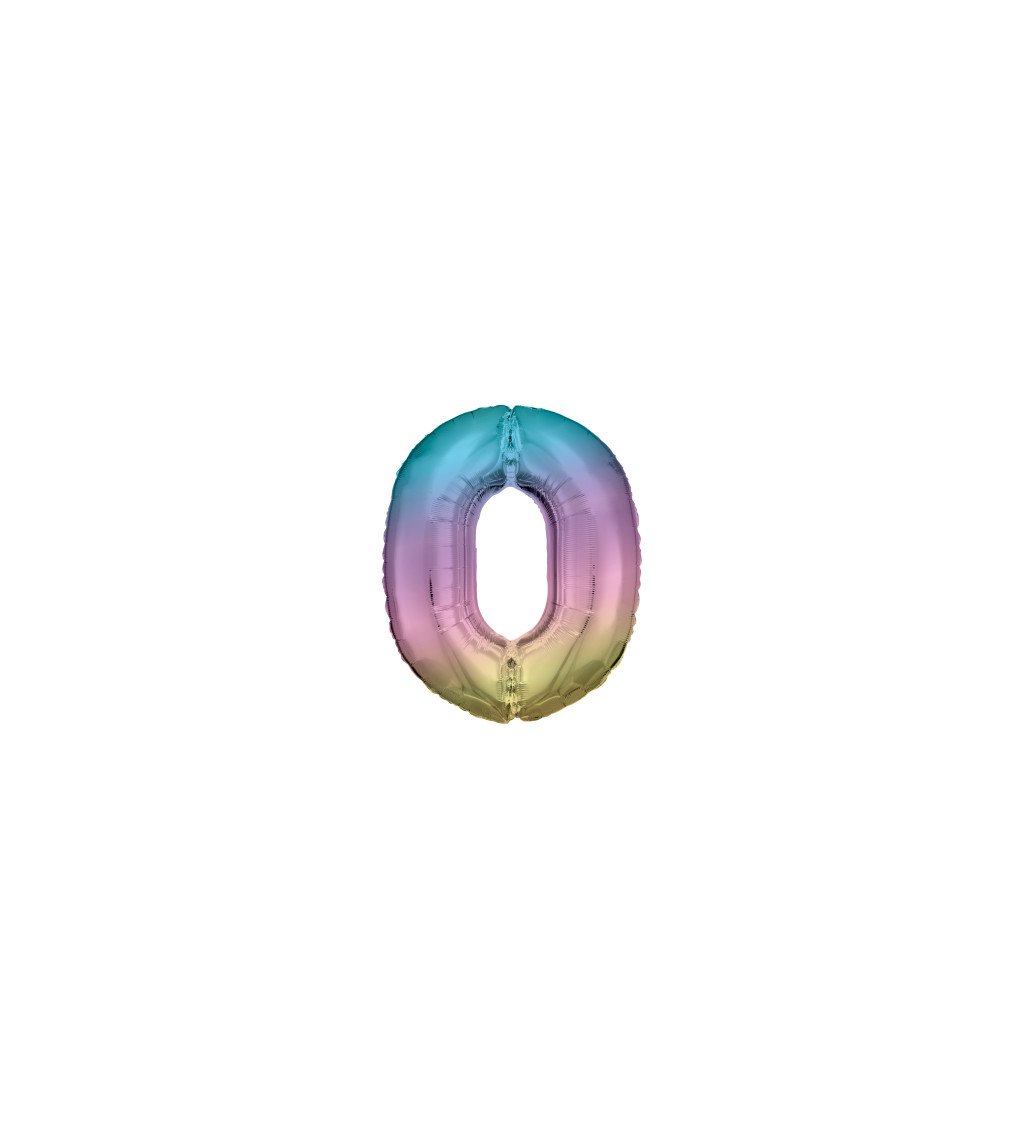 Fóliový balónik "0", dúhový