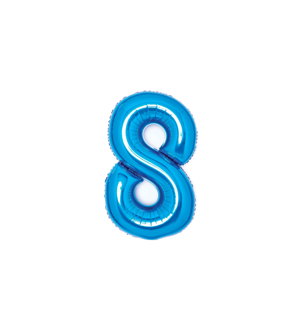 Fóliový balón "8" - lesklý modrý