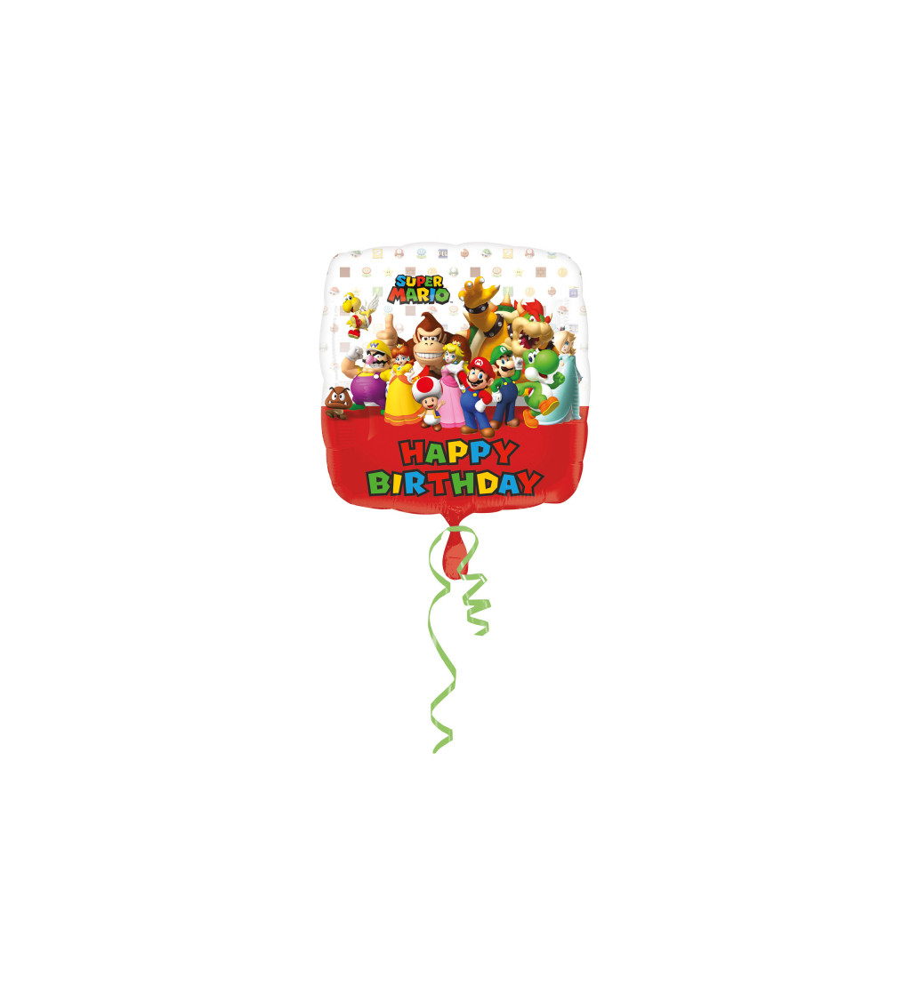 Fóliový balónik Happy Birthday, Super Mario