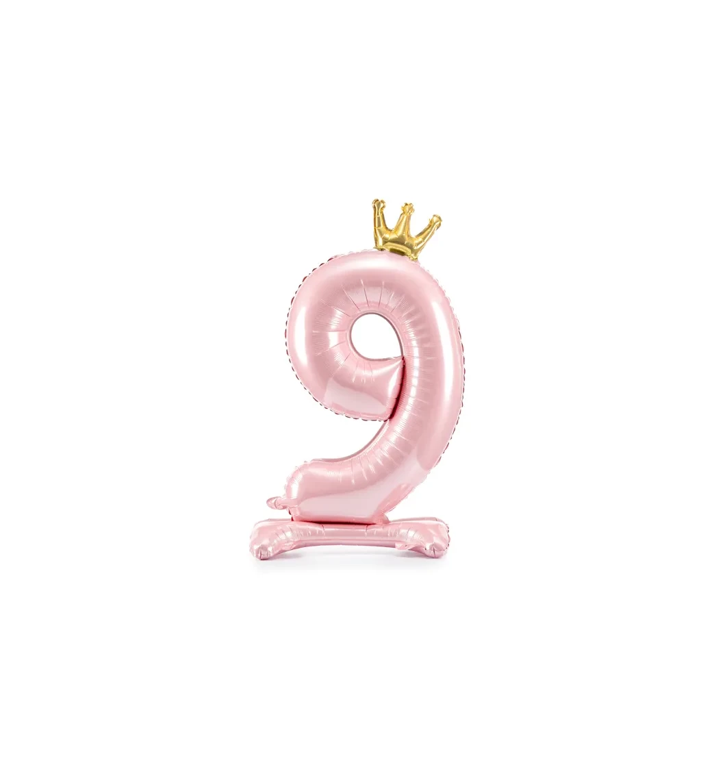 Fóliový balónik "Stojacie číslo 9", ružový