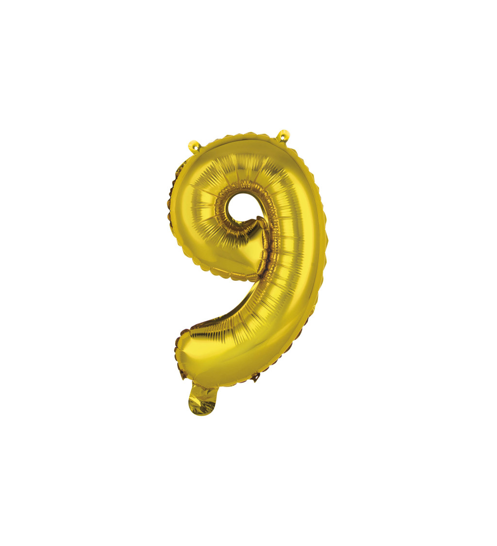 Mini zlatý fóliový balónik číslo 9