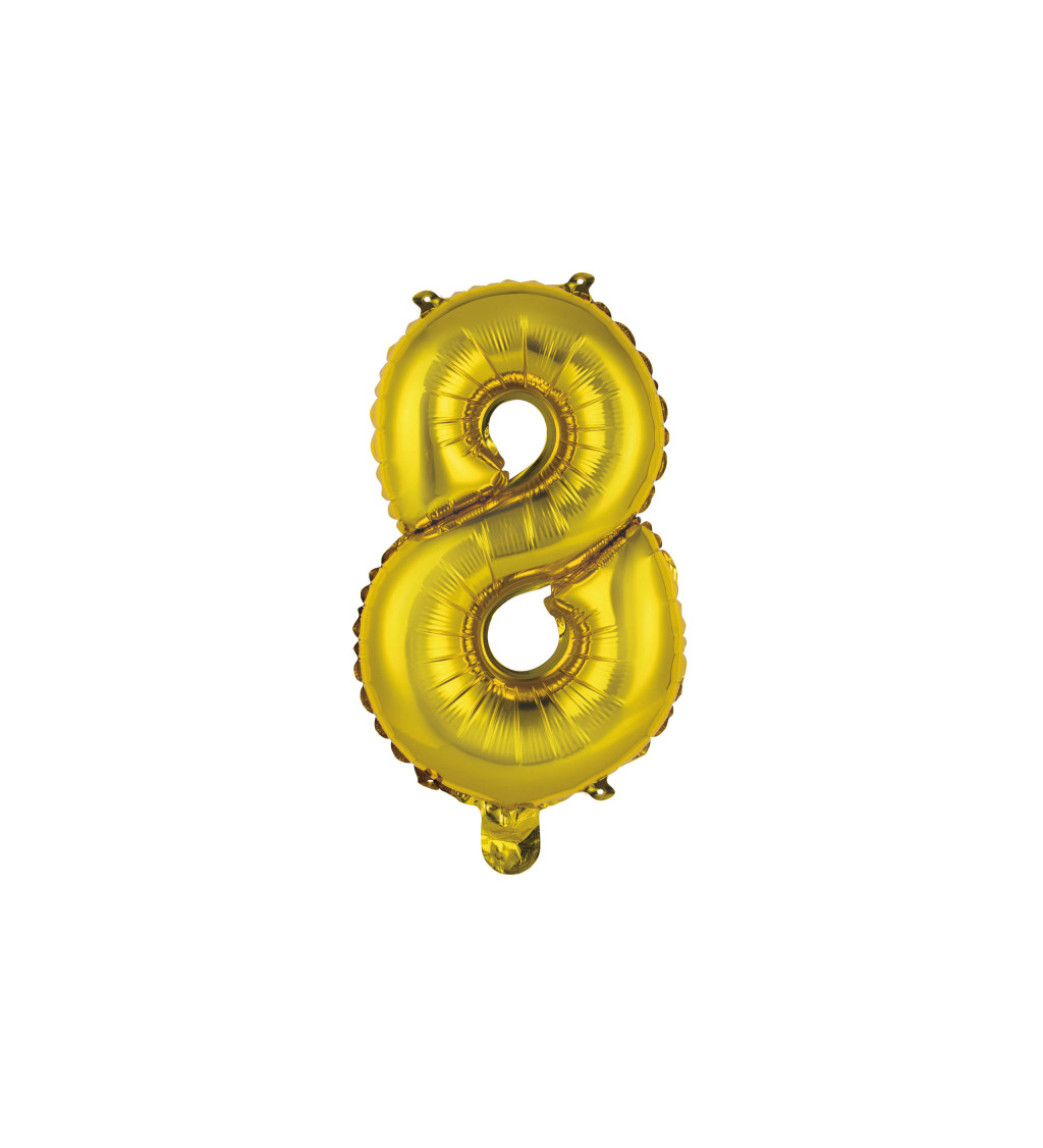 Mini zlatý fóliový balónik číslo 8