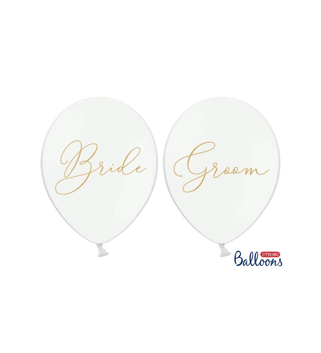 Latexové balóniky Bride & Groom, krémové
