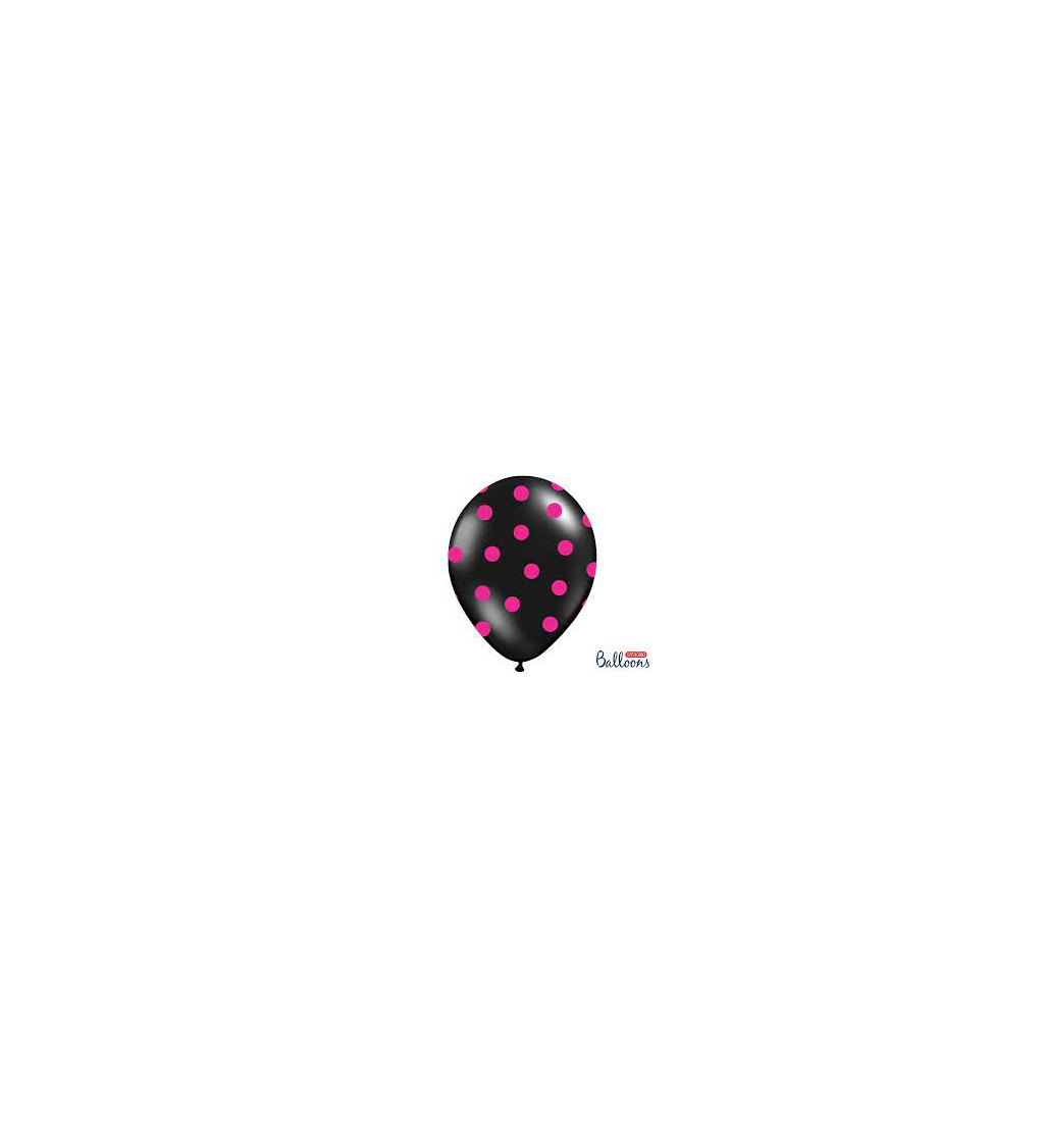 Čierne balóny s ružovými bodkami