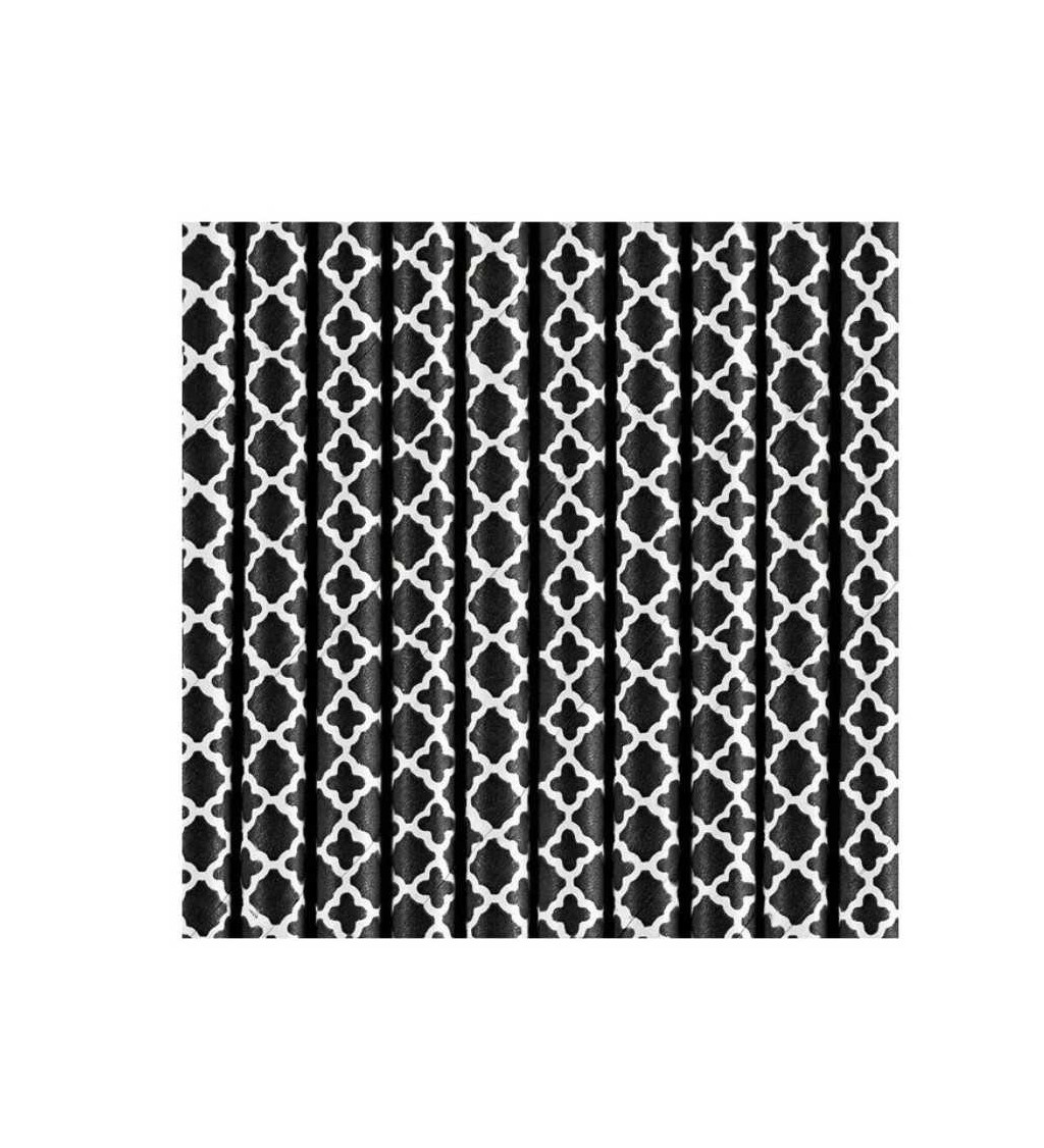 Papierové slamky "Moroccan Clover", čiernobiele