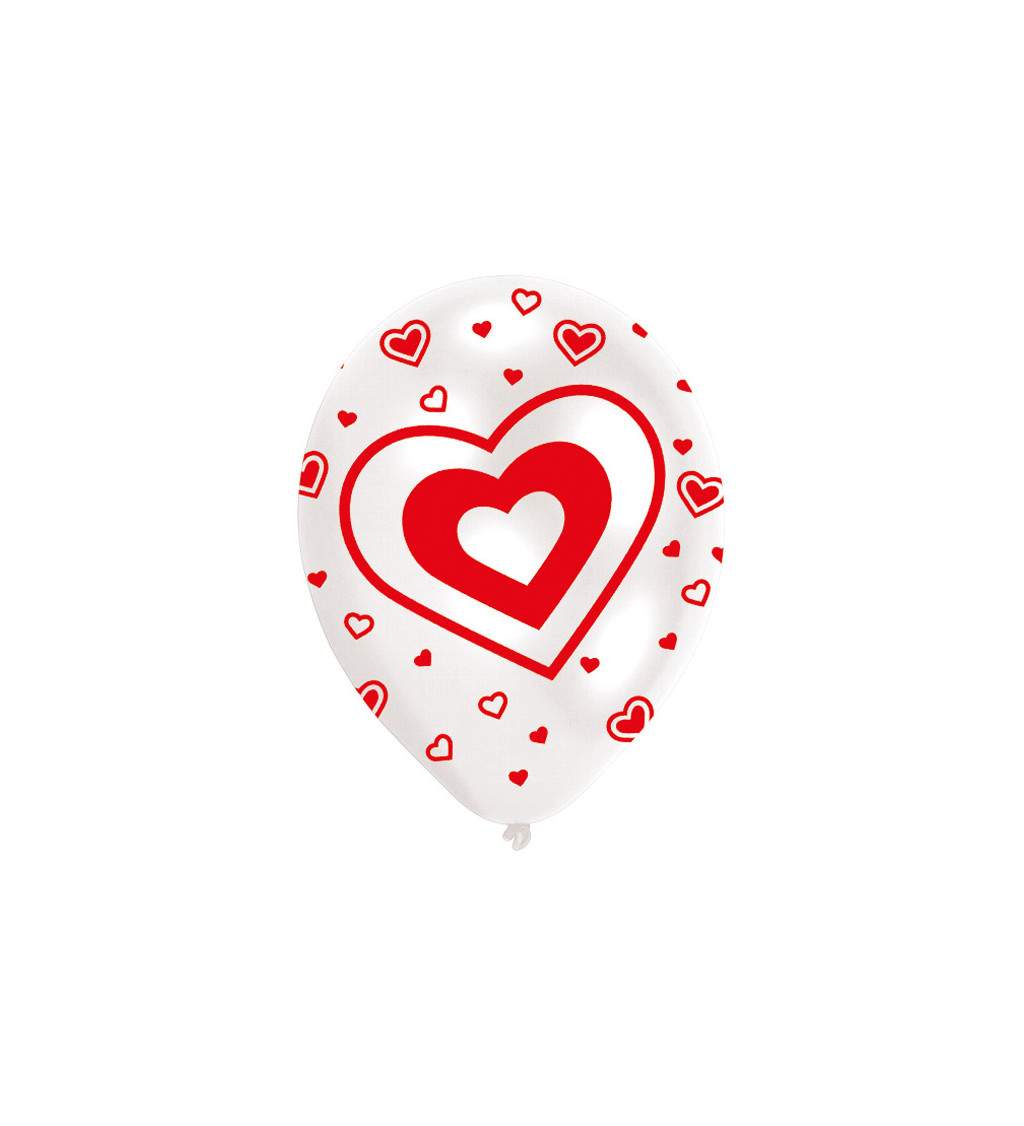 Latexové balóniky Srdce, červeno-biele