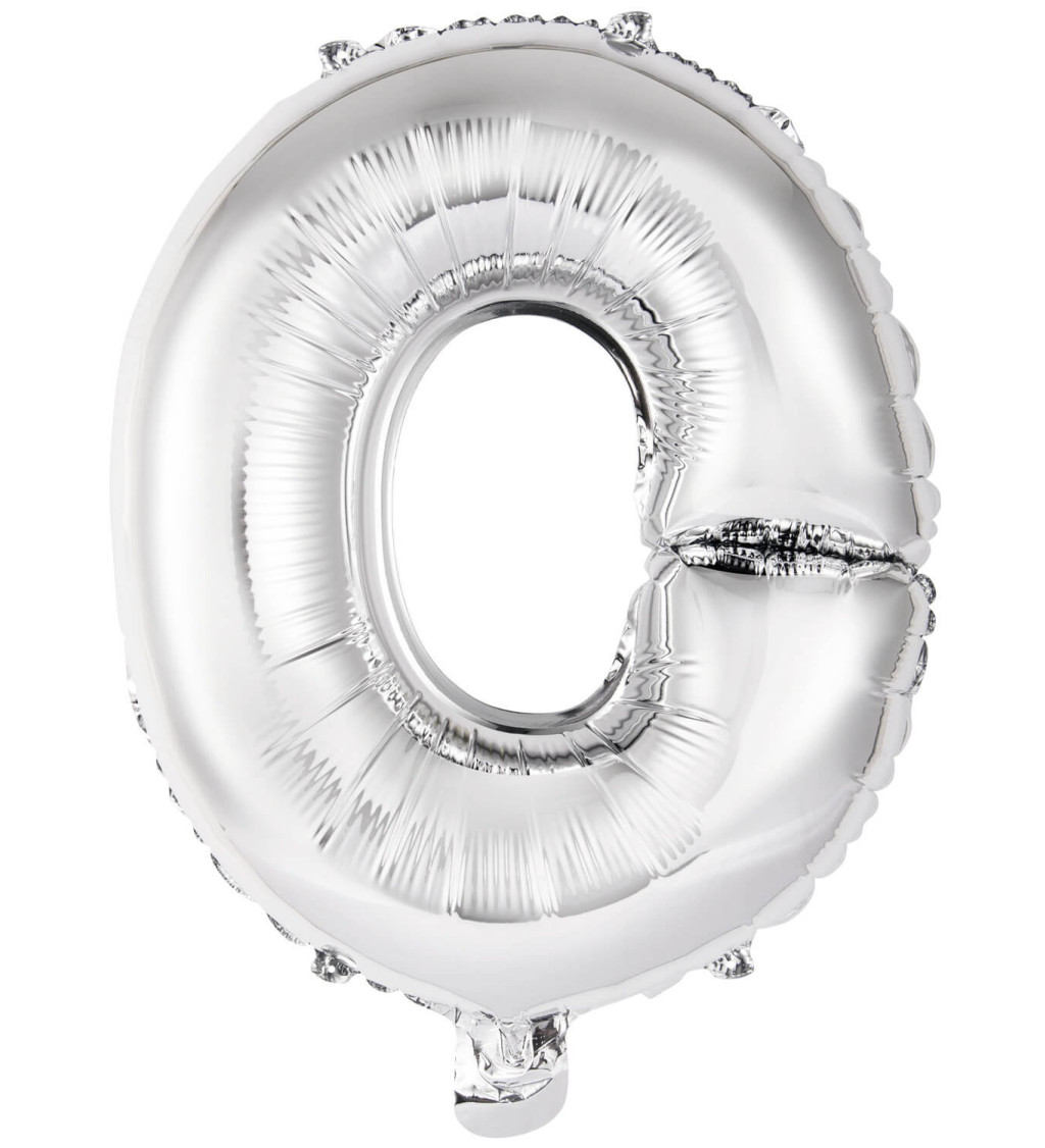 Fóliový balónik mini "O" - strieborný