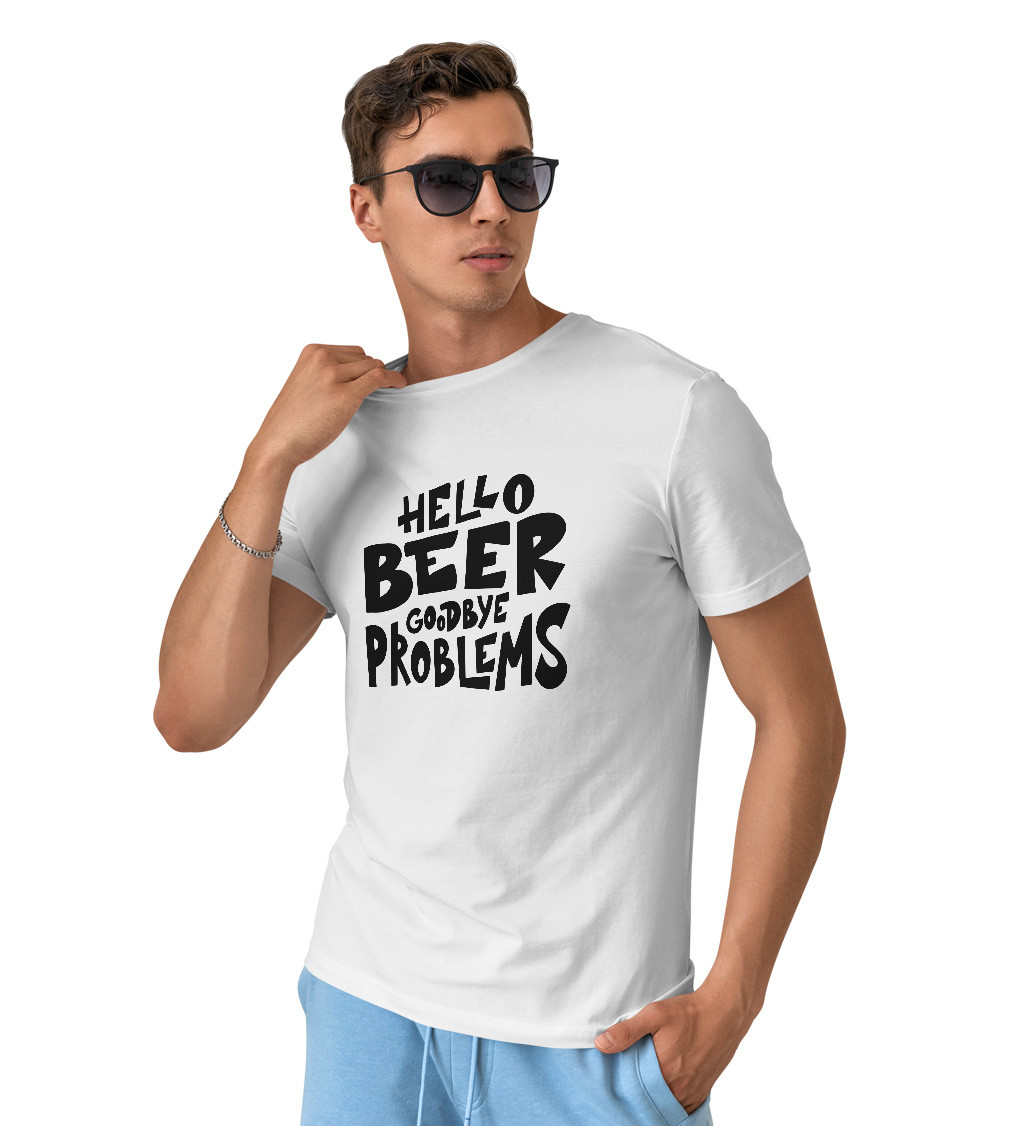 Pánske tričko biele - Hello Beer, Goodbye problems