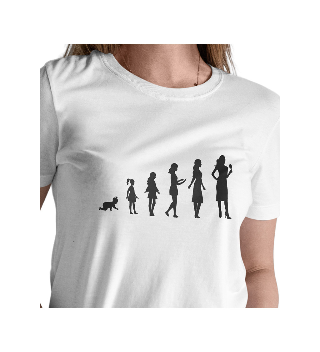 Dámske tričko biele - Evolúcia dámy