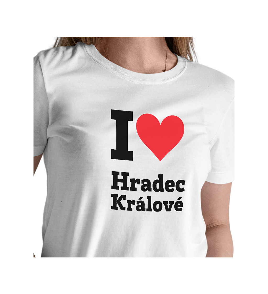 Dámske biele tričko - I love Hradec Králové