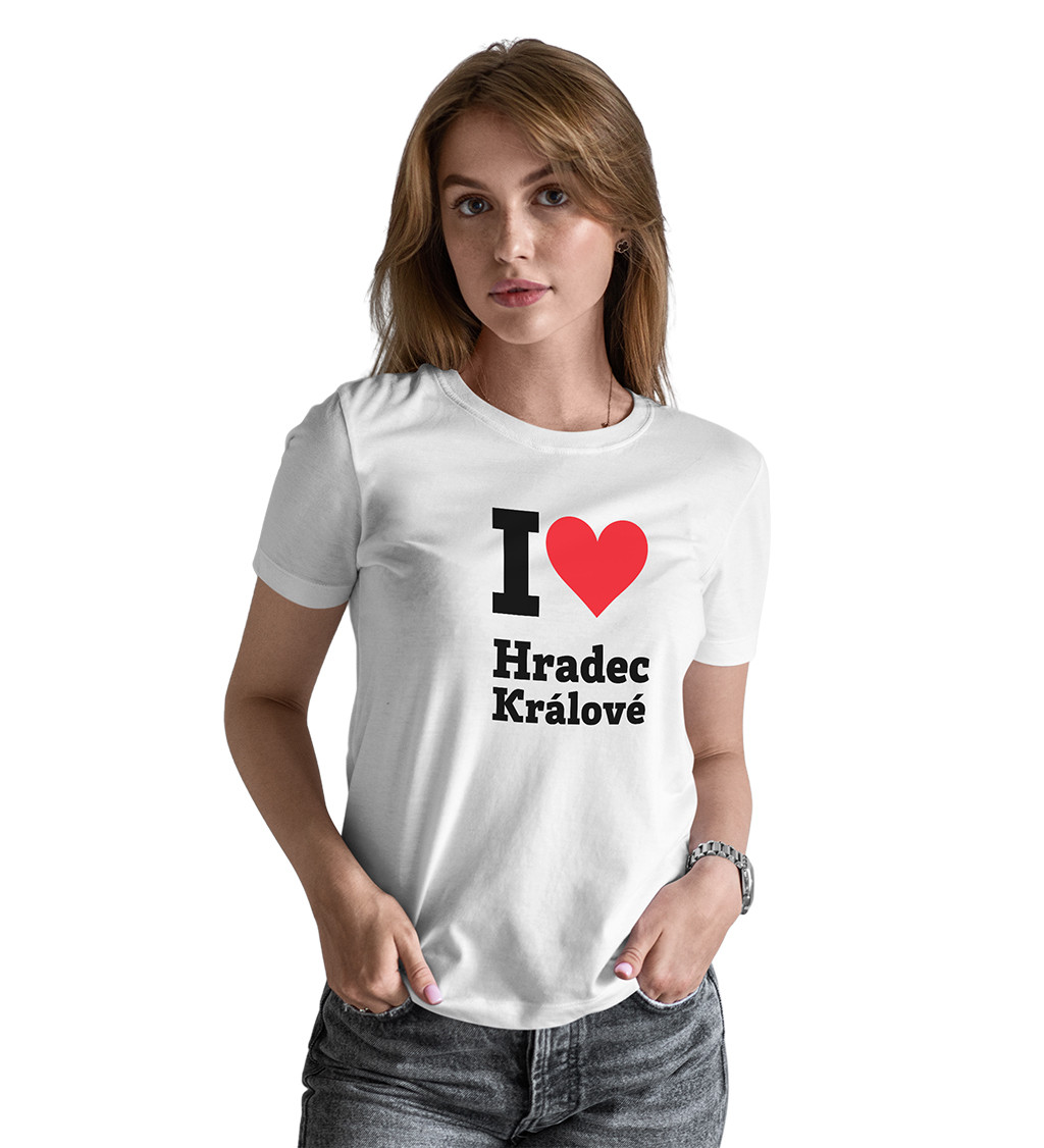 Dámske biele tričko - I love Hradec Králové