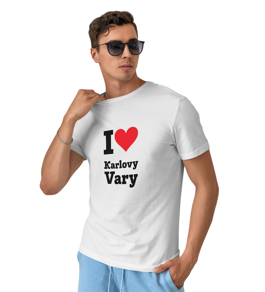 Pánske tričko biele - I love Karlovy Vary
