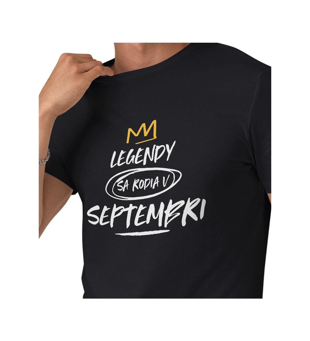 Pánske tričko čierne - Legendy sa rodia v septembri