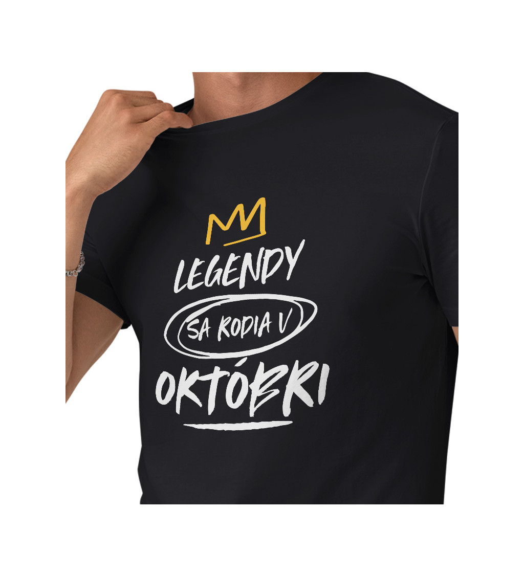 Pánske tričko čierne - Legendy sa rodia v októbri