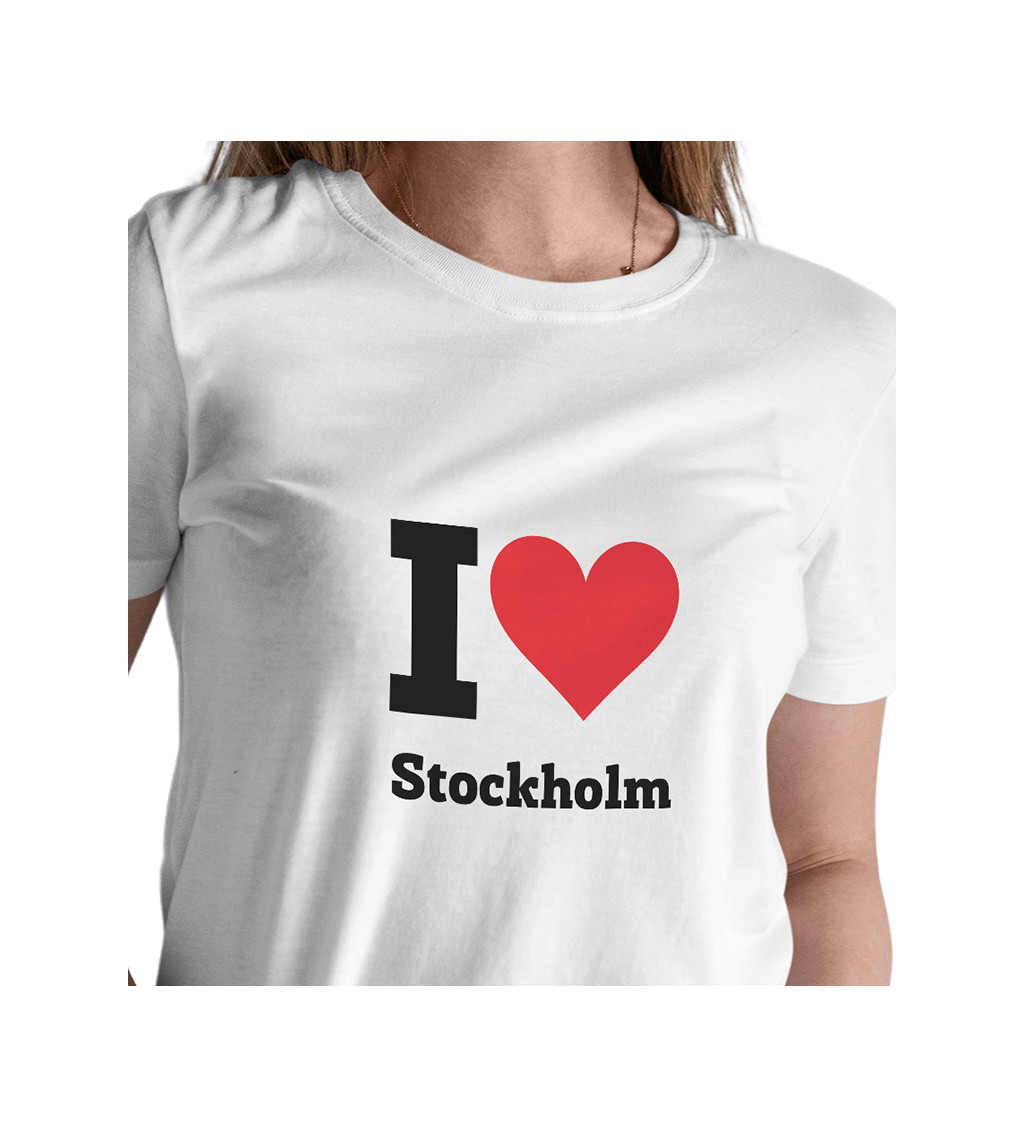 Dámske tričko biele - I love Stockholm
