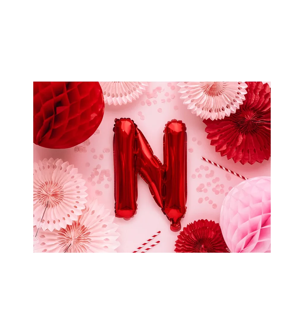 Fóliový balónik "N", červený 35 cm