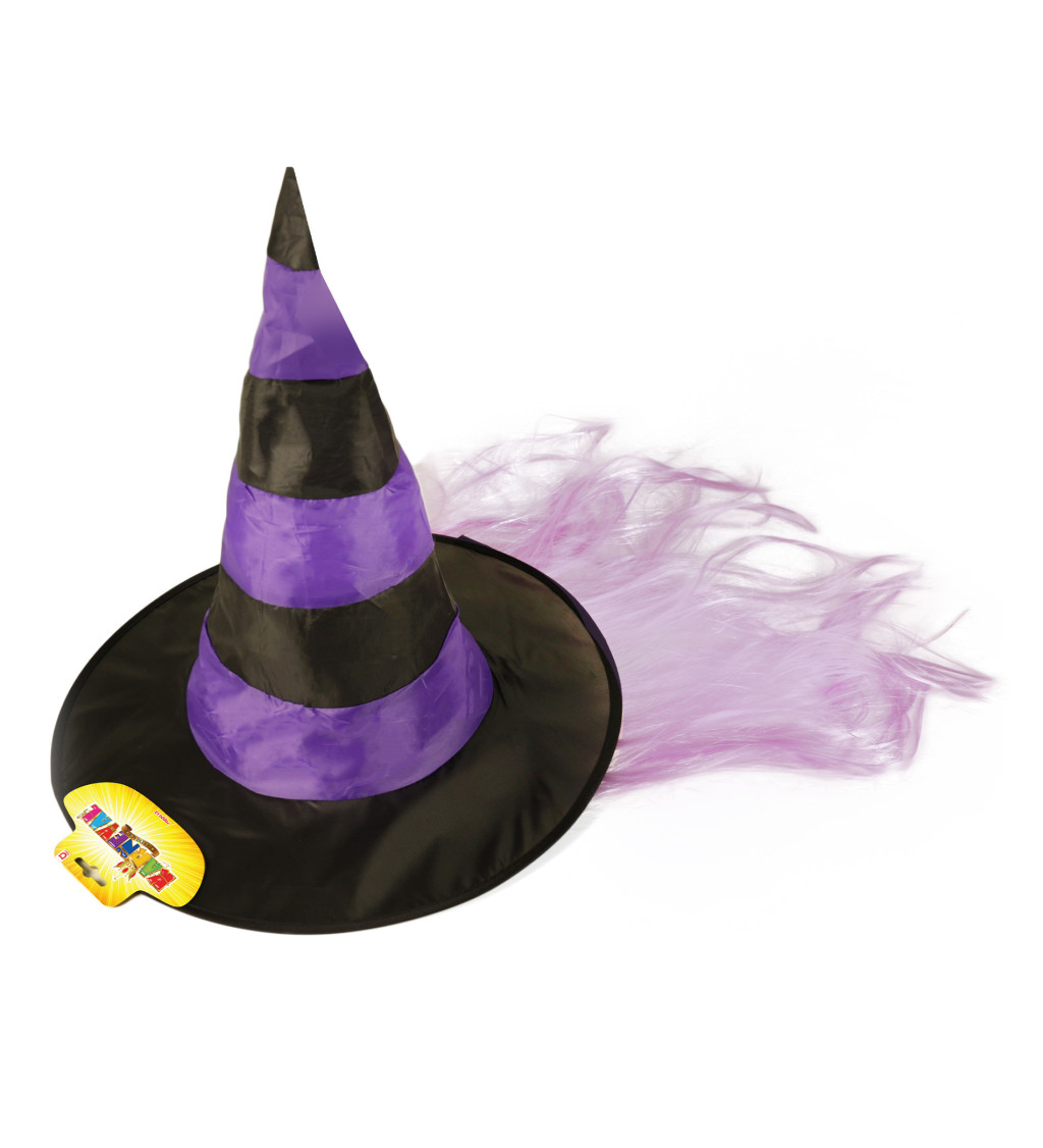 Čarodejnícky klobúk s fialovými vlasmi