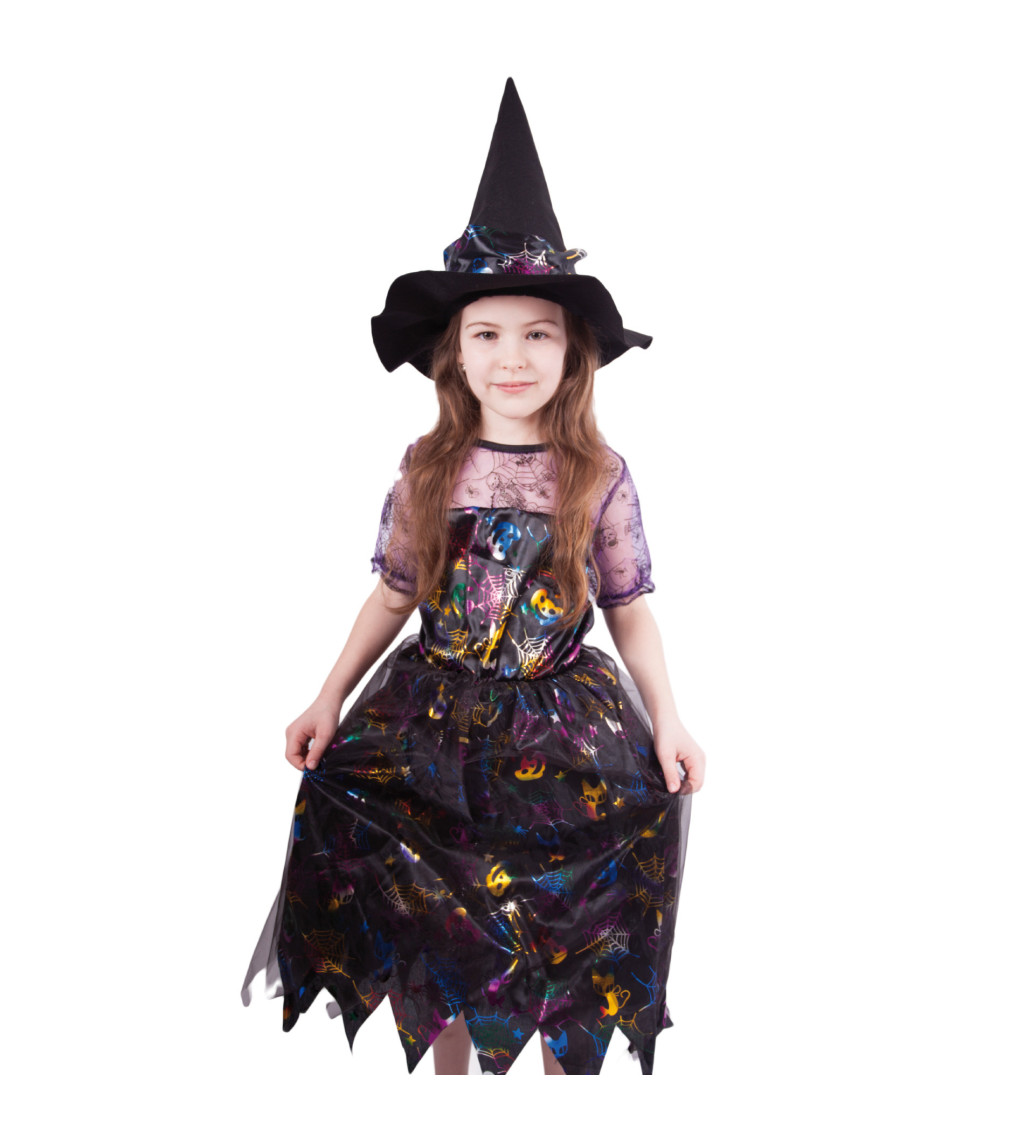 Detský kostým - Čarodejnica, čierny