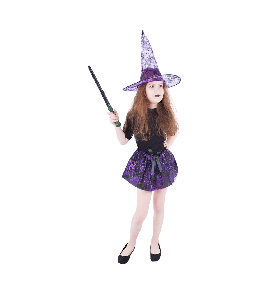 Detská fialová sukňa a klobúk - Čarodejnica