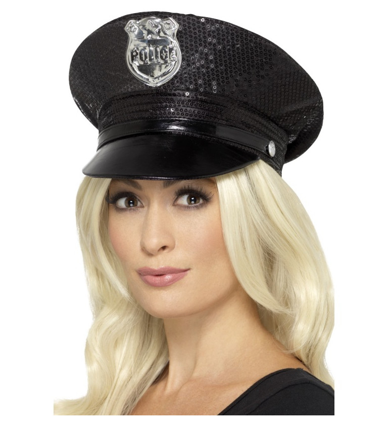 Dámska policajná čiapka s flitrami