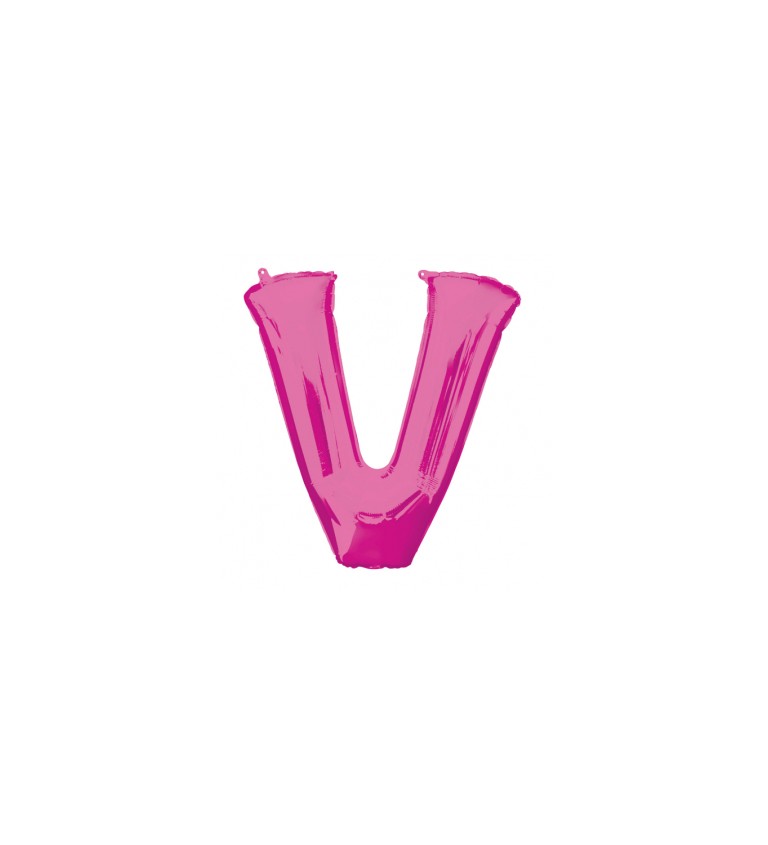 Balón fóliový "Písmeno "V" - ružový