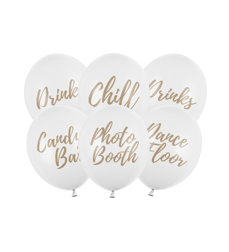 Pastelové balóny - biele s nápisom