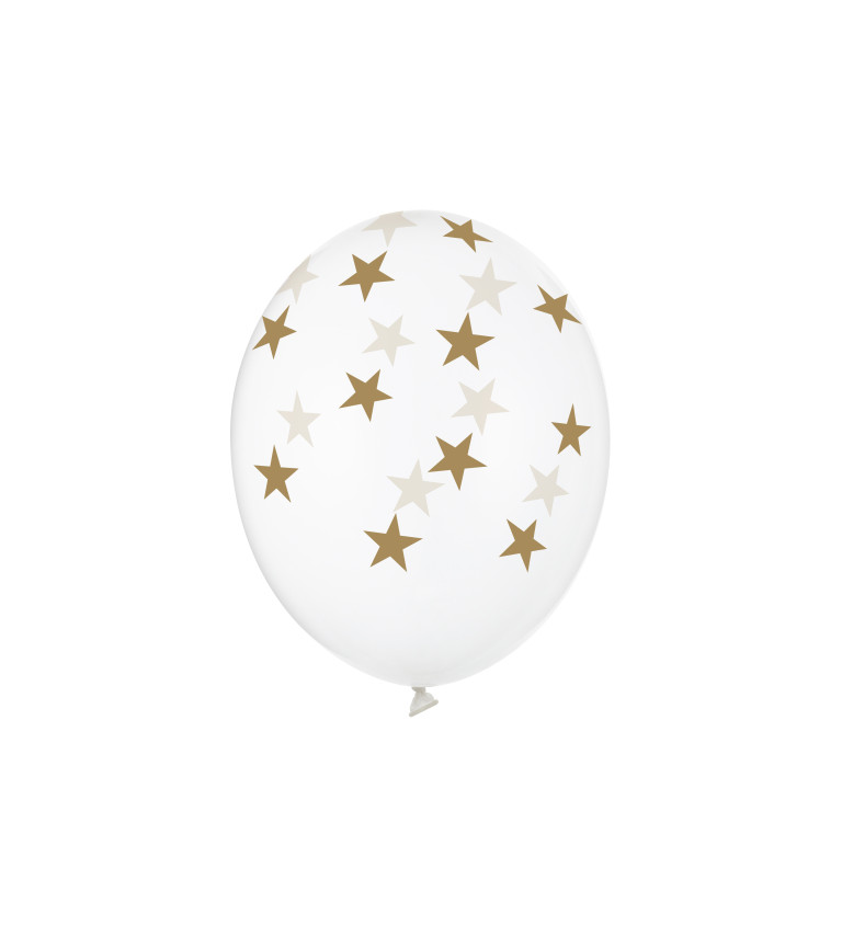 Priehľadné balóniky so zlatými hviezdičkami 50ks