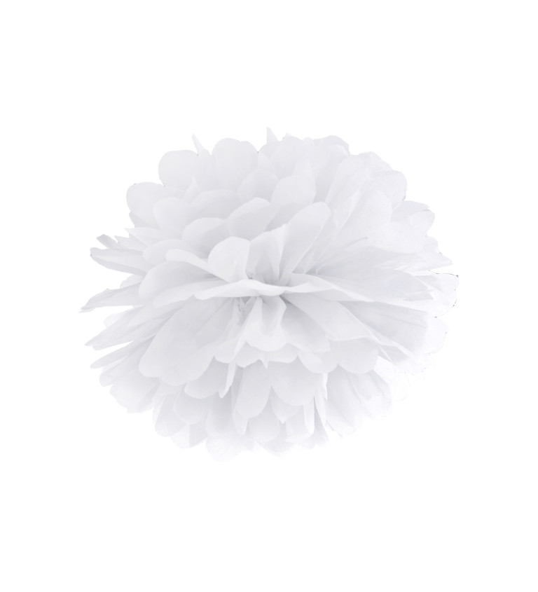 Hedvábná dekorativní koule k zavěšení v bílé barvě