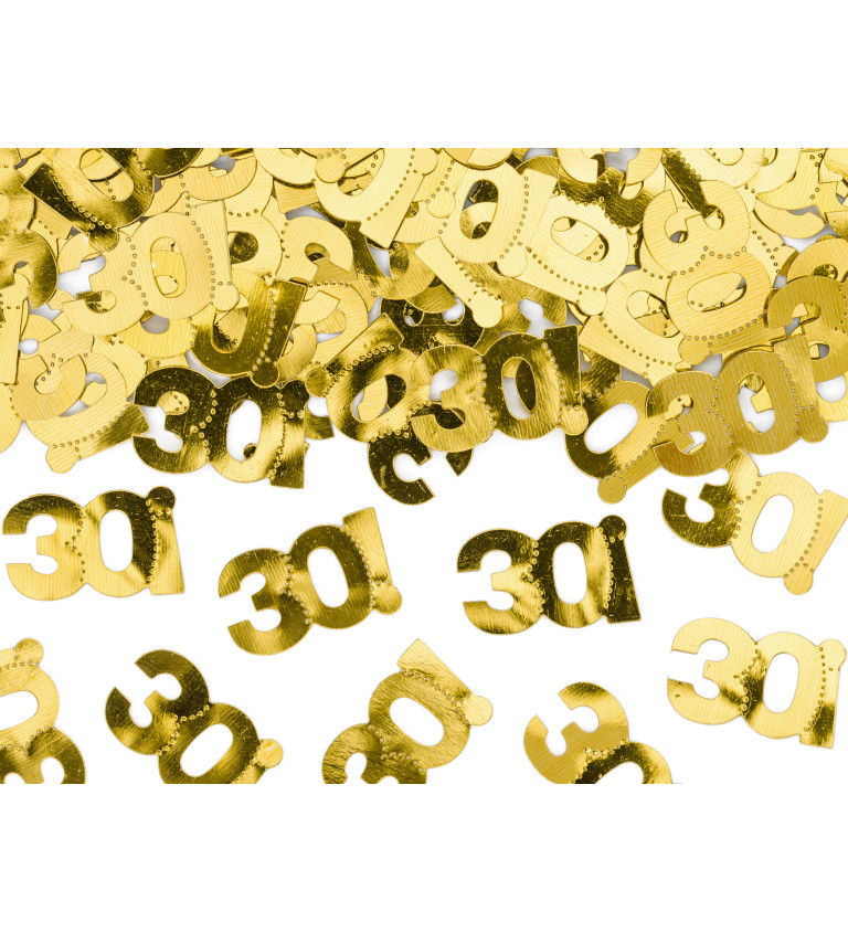 Zlaté konfety s motívom číslice "30l"