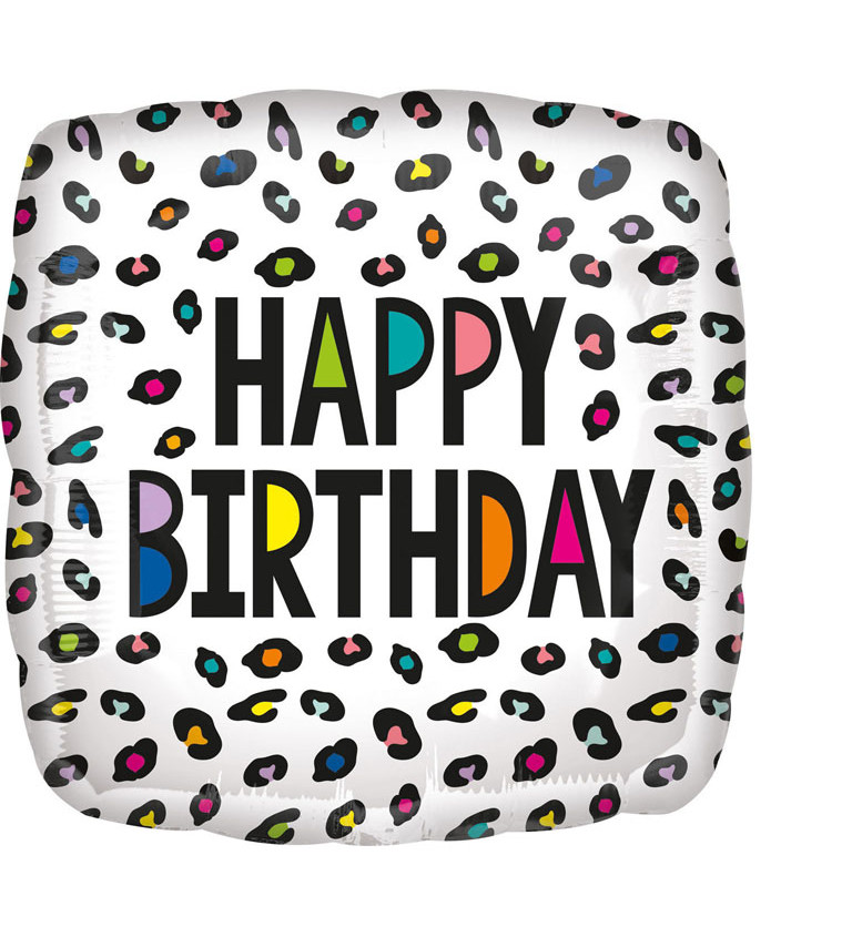 Fóliový balónik Happy Birthday, leopard