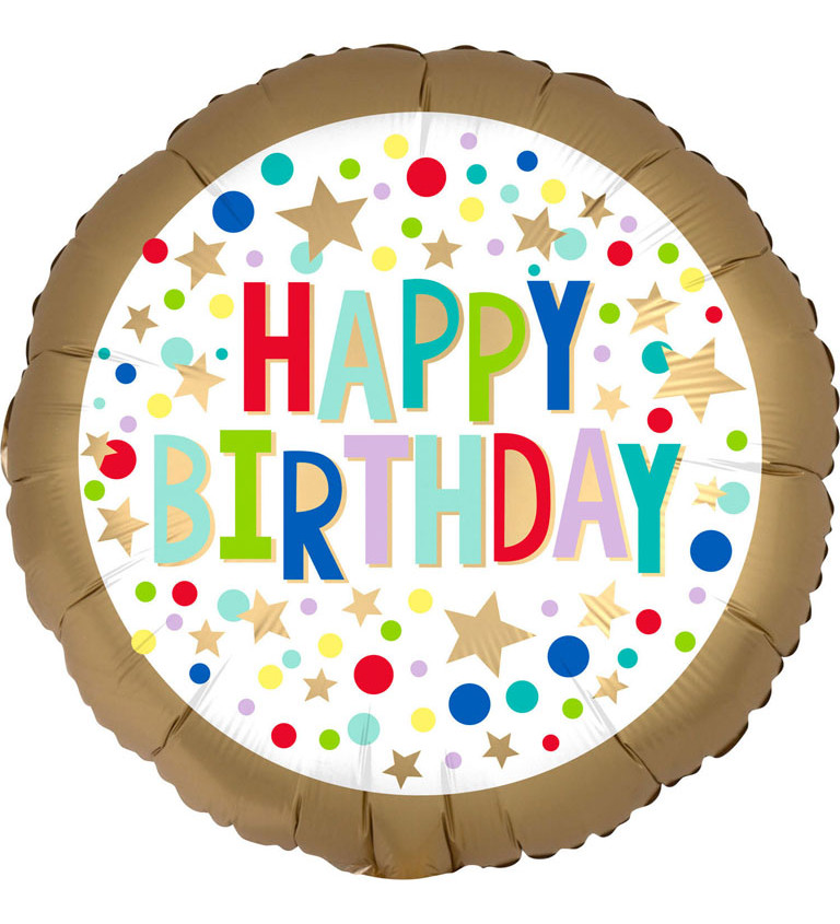 Fóliový balónik Happy Birthday, okrúhly