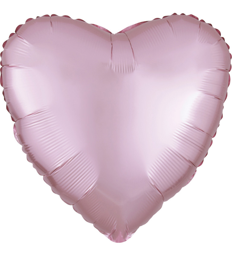 Fóliový balónik Srdce, svetloružový satén