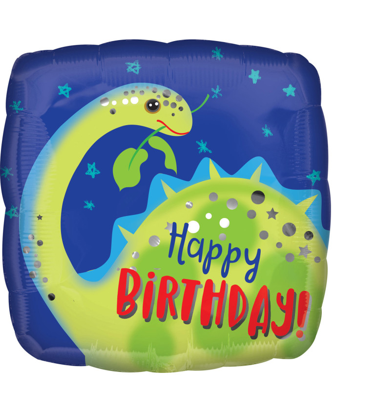 Fóliový balónik Happy Birthday, Brontosaurus