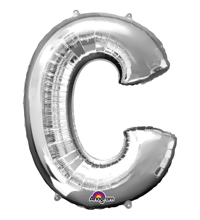 Balón fóliový Písmeno "C" - strieborný