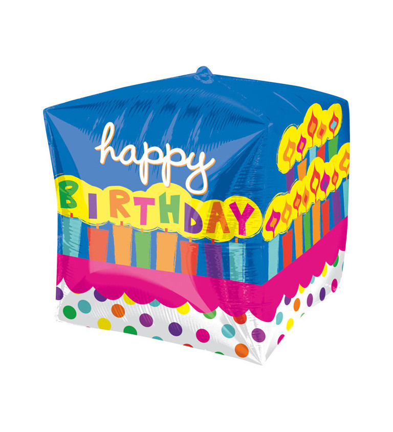 Kockový balónik Happy Birthday