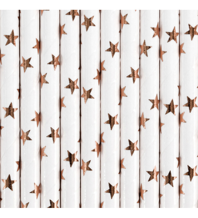 Papierové slamky s rosegold hviezdičkami