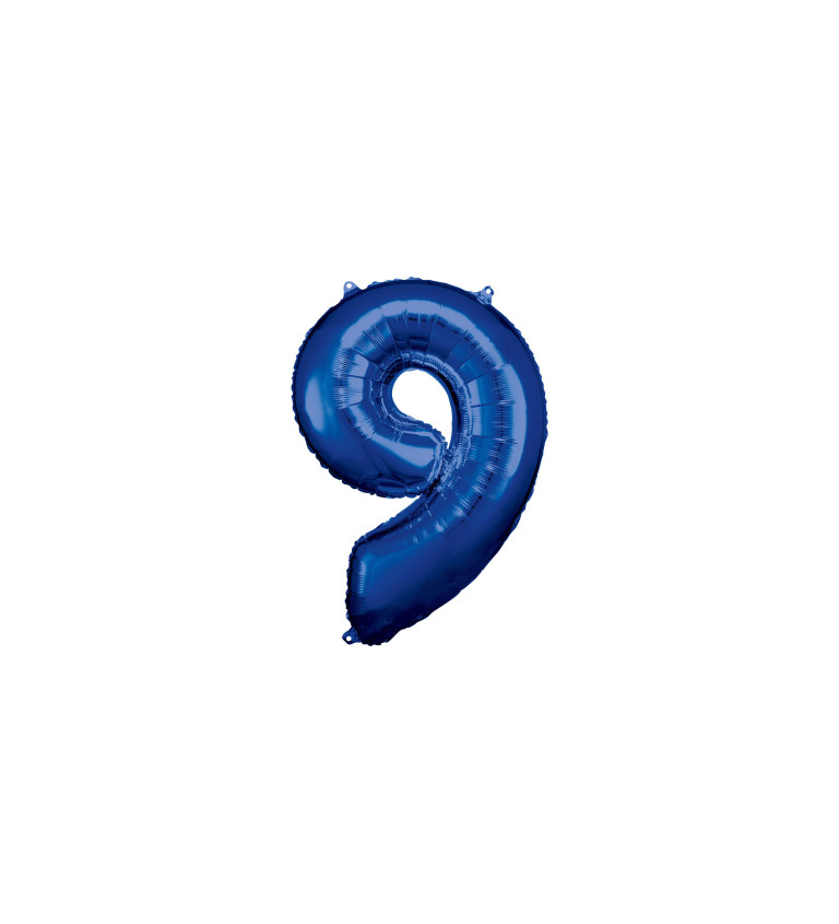Fóliový balónik "9", modrý