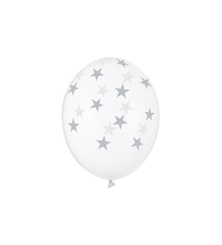 Priehľadné balóniky s modrými hviezdičkami 6ks