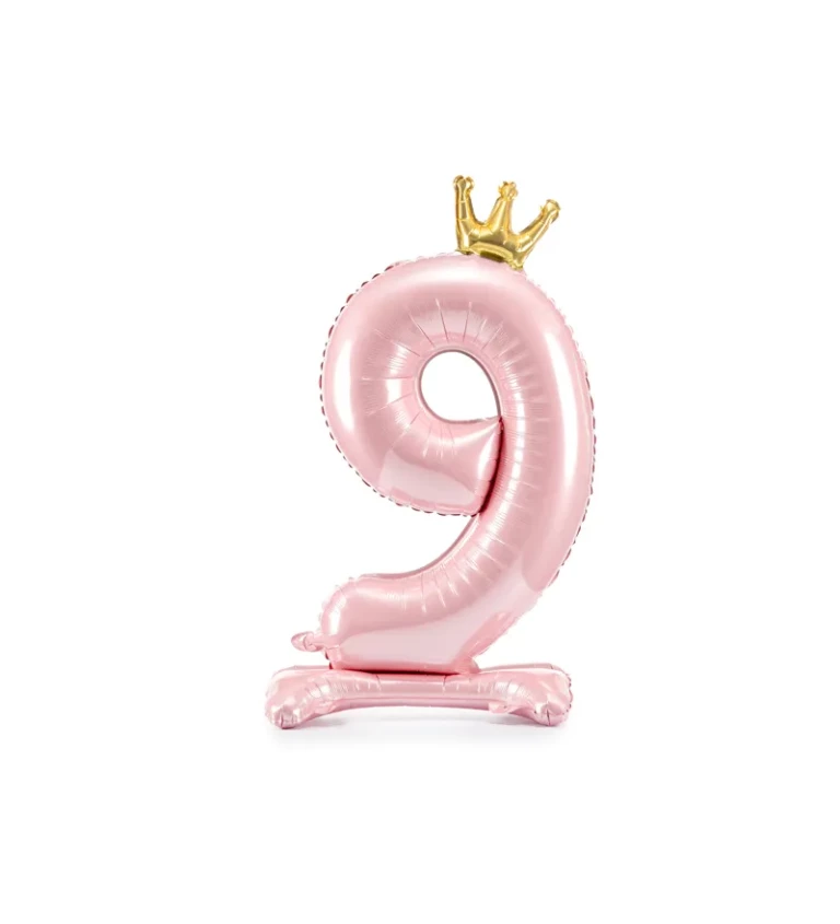 Fóliový balónik "Stojacie číslo 9", ružový